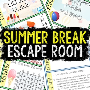 Escape Room for Kids - Printable Party Game – Summer Break Escape Room Kit – Birthday Party Games - Kids Puzzle Game – Family Game Night