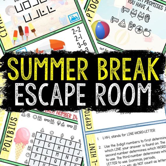Escape Room for Kids - Printable Party Game – Summer Break Escape Room Kit – Birthday Party Games - Kids Puzzle Game – Family Game Night