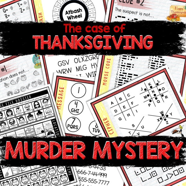 Murder Mystery Game for Kids – Spy Party – Thanksgiving – Secret Agent Codes – Escape Room – Printable Party Props - Holiday Party Game