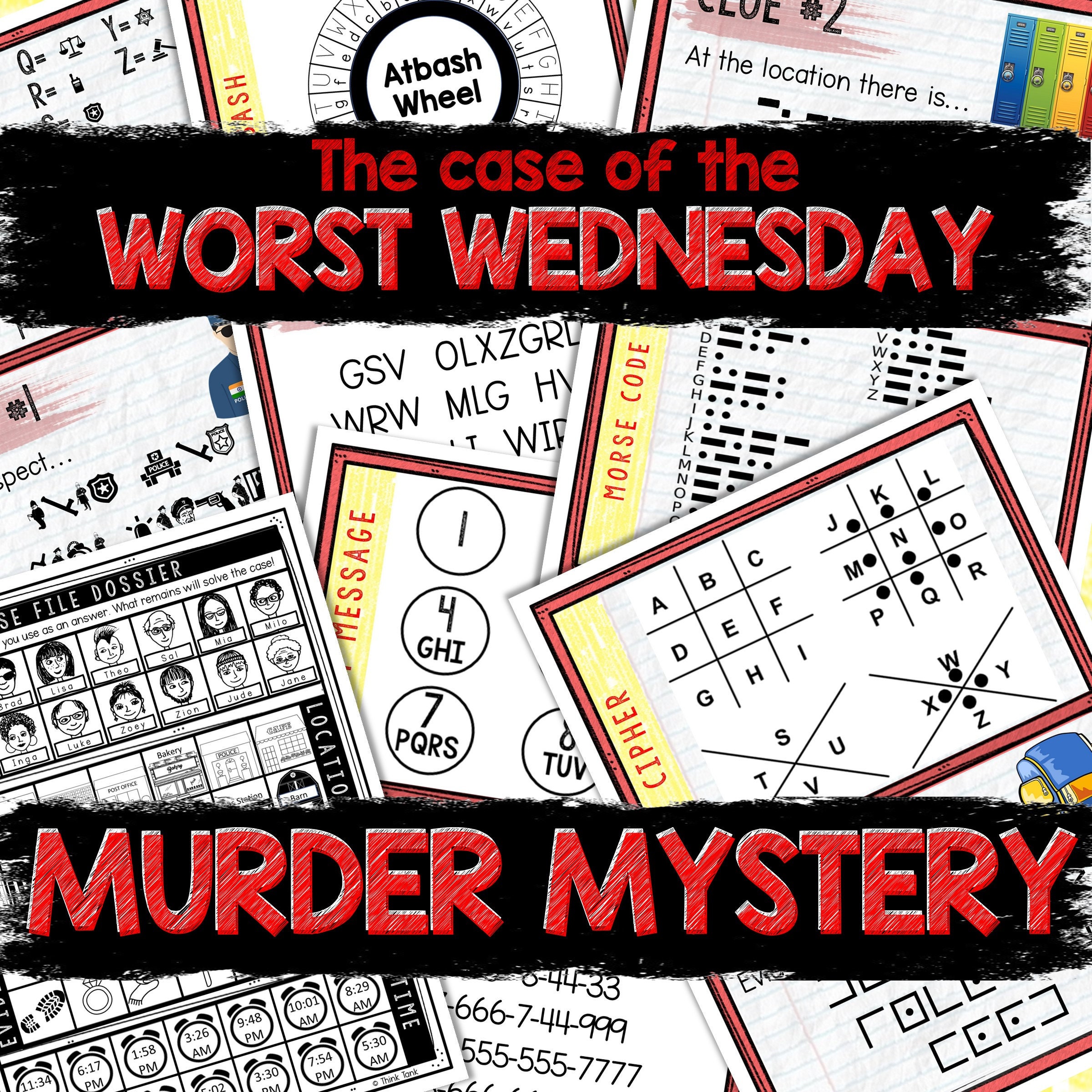 Murder Mystery Game for Kids – Spy Party – Worst Wednesday – Secret Agent Code – Escape Room – Printable Party Props - Birthday  Game