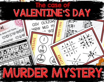 Murder Mystery Game for Kids – Spy Party – Valentine&#39;s Day – Secret Agent Codes – Escape Room – Printable Party Props - Holiday Party Game