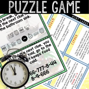Pirate Theme Treasure Hunt for Kids Printable Puzzle Game Indoor Scavenger Hunt Birthday Hunt Clues Kids Puzzles Family Game Night image 3