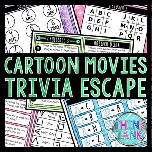 Cartoon Movies Trivia Game - Escape Room for Kids - Printable Party Game – Birthday Party Game - Kids Activity – Family Game Night Quiz