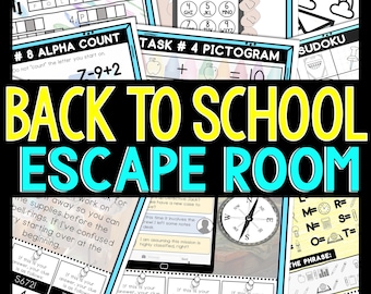 Back to School Escape Room for Kids - Printable Party Game - Kids Puzzles - Family Game Night - First Day of School Activity - Classrooms