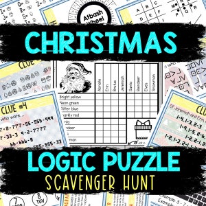 Christmas Logic Puzzle Scavenger Hunt Game for Kids, Party Game, Secret Codes, Mystery Clues, Printable, Family Game Night, Ugly Sweater