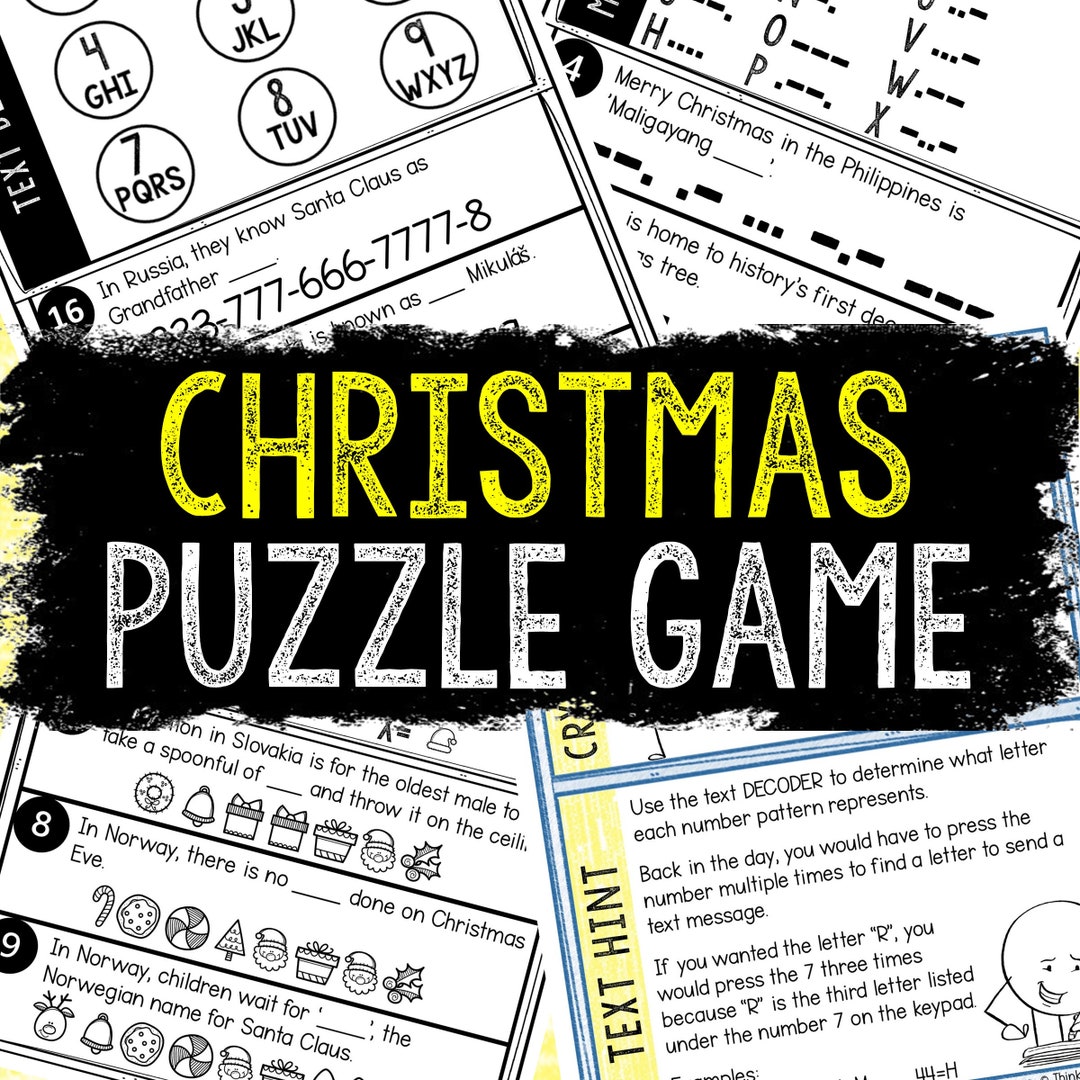 Christmas Puzzles for Kids Printable Party Game Kids Puzzles Family Game Night Holiday 