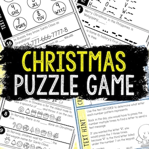 Christmas Puzzles for Kids - Printable Party Game – Kids Puzzles – Family Game Night - Holiday Activities - Christmas Game - Gift Ideas