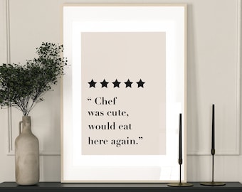 Kitchen Décor Art, Kitchen Wall Art Print, Minimalist Poster, Chef Was Cute Trendy Kitchen Wall Art, Cute Kitchen Quotes Art, Home Décor