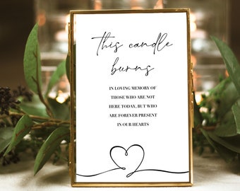 This Candle Burns Wedding Sign, Wedding Prints, Wedding Stationery, Wedding Signage, Bridal Sign, Wedding Memory Table, Wedding Candle Sign