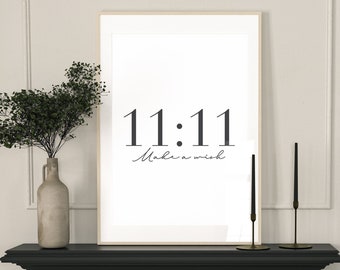 Make A Wish, Positive Quote Print, Bedroom Print, Motivational Print, Prints For Framing, Home Decor, Wall Art, Affirmation Print, 11:11