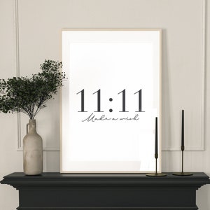 Doe een wens, positieve quote print, slaapkamerprint, motiverende print, prints om in te lijsten, woondecoratie, muurkunst, affirmatieprint, 11:11