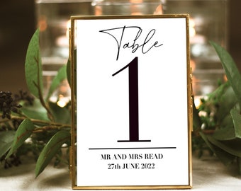 PERSONALISED WEDDING TABLE numbers, Unframed 5" x 7", Wedding day signs, Wedding table numbers, Table number cards, Bespoke wedding tables