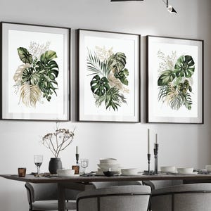 Set of 3 Botanical Prints, Botanical Nature Wall Prints, Botanical Art, Green Home Decor, Hand Drawn Plants, A2 A1 50x70cm A3 A4 A5