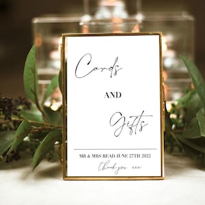 Cartes et cadeaux, panneau de mariage minimaliste moderne, panneau de douche de bébé, signe cadeau de douche nuptiale, impression sur mesure de carte et de cadeau, personnalisé