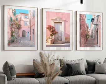 Italy Set of 3 Prints, Italy City Art, Italy Wall Art, Pink Theme Posters, City Photography, Home Decor, Malta, Pink Wall Art, Malta prints