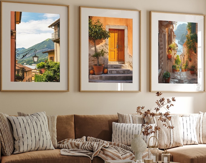 Italy Set of 3 Prints, Italy City Art, Italy Wall Art, Italian Photography Posters, City Home Decor, Orange Theme Prints, FREE FAST DELIVERY