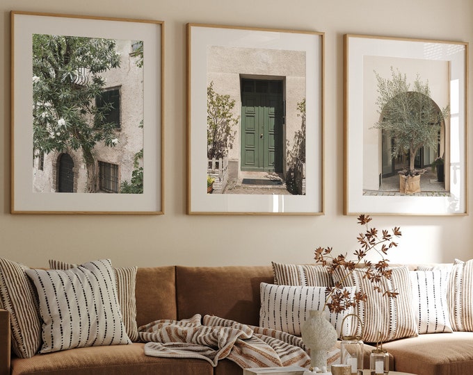 Italy Set of 3 Prints, Italy City Art, Italy Wall Art Prints, Modern Minimalist Photography Posters, Home Decor, Green Olive Tree Malta