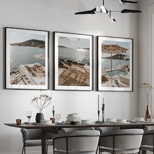 Beach Wall Art, Set of 3 Prints, Neutral Beach Wall Art Pastel Beach Print Coastal Art Wave Wall Art Beige Muted Palette  Art Ocean Picture