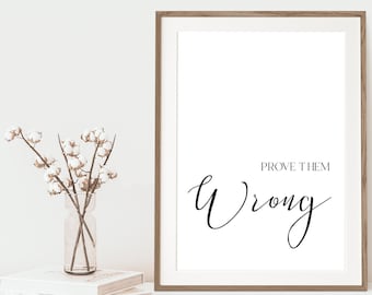 Impressão "Prove que eles estão errados", Impressão "Mulher Poderosa", Impressão Tipográfica, Impressão Inspiradora, Impressão Motivacional, Arte de Parede, Decoração de Escritório, Frases Positivas