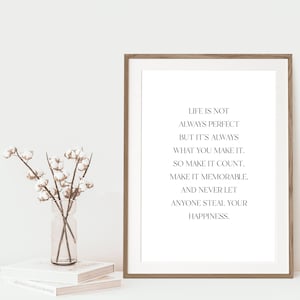 Life Is Not Always Perfect Print, Inspirational Prints, Motivational Quote, Home Art, Wall Decor, Motivational Prints,gift for friend