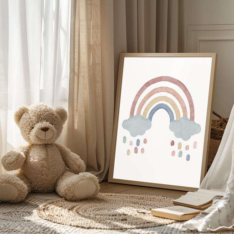 Pastel Rainbow Wall Art, Set of 3 Prints, Rainbow Bedroom Prints ...
