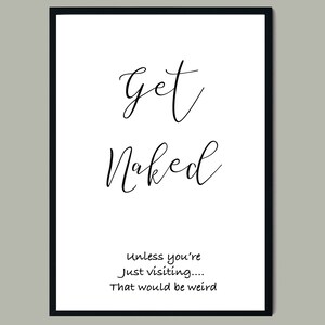 Cartello In Latta Vintage 20x30 Cm – Get Naked Unless You Are Just Visiting – Per Casa, Bar, Man Cave