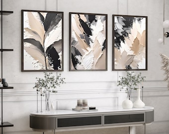 Neutral Abstract Art Prints, Modern Art, Abstract Art, Brush Strokes, Wall Art , Set of 3 , A5, A4, A3 A3+ A2 A1 Sizes,Fast Delivery