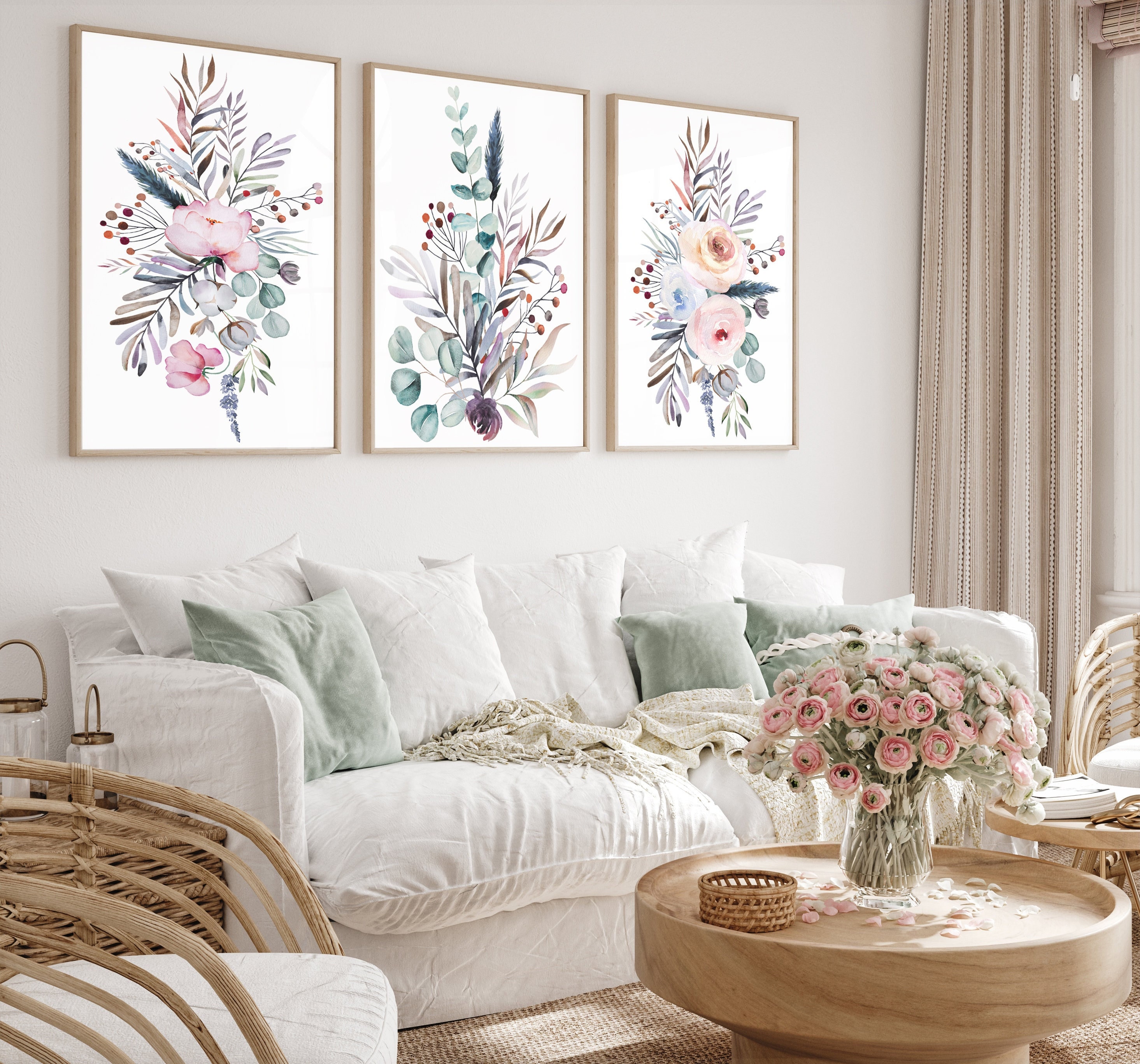 Flowers Set of 3 Prints,watercolour,flower Print,wildflower Set of