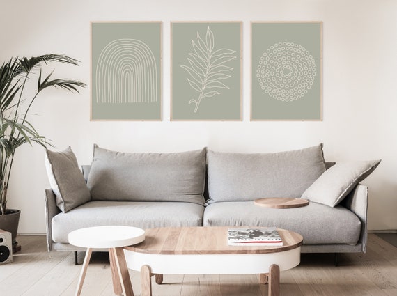 Sage Green Wall Art Botanical Prints Set of 3 Prints Wall | Etsy