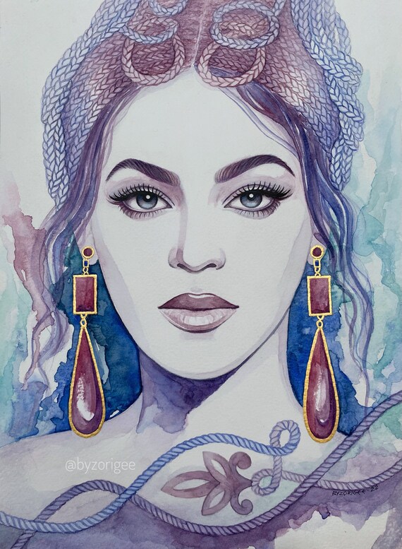 Original Watercolor Painting moonlight Dreams Etsy