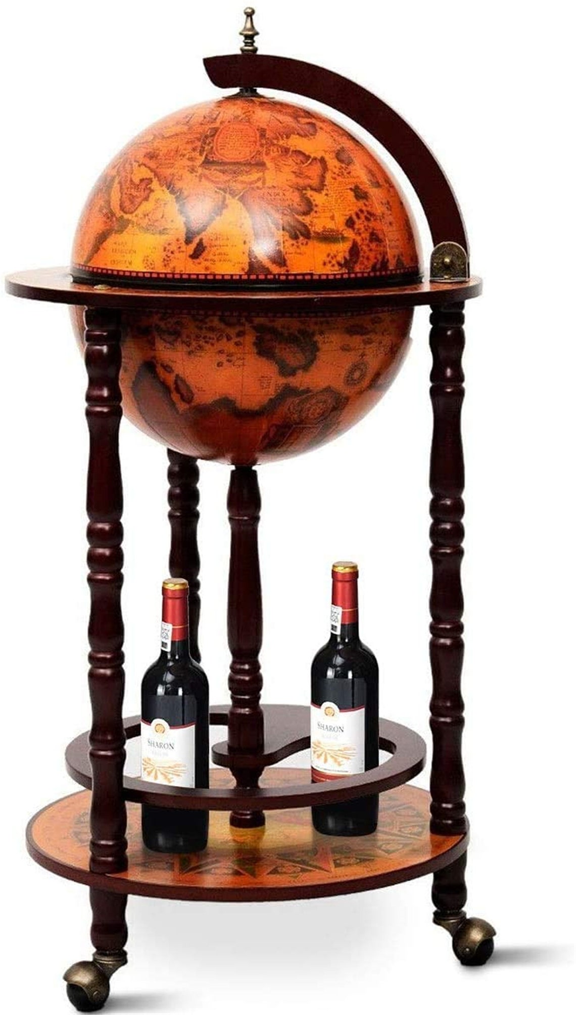 17 inch globe solid wood wine rack 16th century Italian Etsy