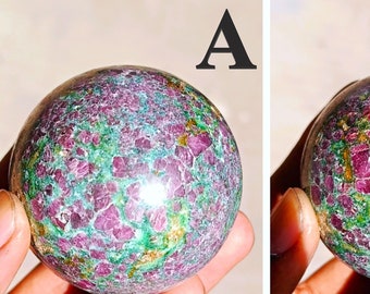 RARE A-Grade Ruby in Fuchsite SPHERE | Must See Collection | Uv Reactive Ruby Stone , Rock Minerals Polished Ruby Fuchsite Crystal