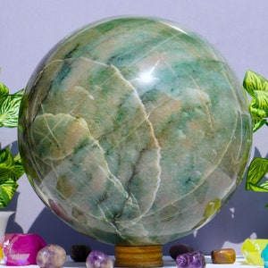 260MM Green Aventurine Sphere: Natural Vesuvianite Crystal Healing Ball