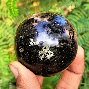 RARE NUUMMITE Natural Crystal -Nuuk Region Greenland Origin - Fire Sphere -Unique Rate Stone Sphere- Gift