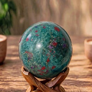 Ruby Apatite Sphere: Polished Indigo Blue Crystal Ball (50mm)-R9