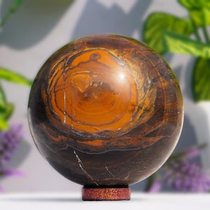 Large Tiger Eye Sphere: Natural Crystal Healing Stone (80MM)