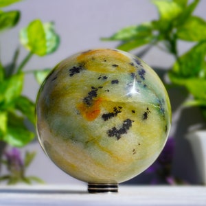 Green Aventurine Sphere: Natural Vesuvianite Crystal Healing Ball (95MM)