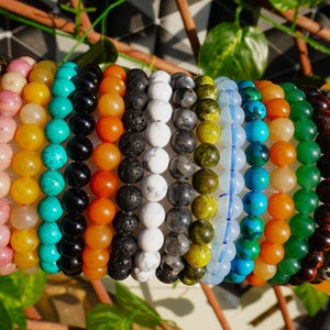 Crystal Bead Bracelet: Unisex Gemstone Stretchy Bracelet (8-10MM)