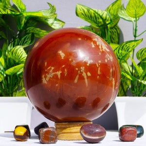 Red Jasper Sphere Beautiful | Large - 130MM | Natural Red Jasper Crystal Metaphysical Aura Spirit Chakra Energy Healing Power Sphere Ball