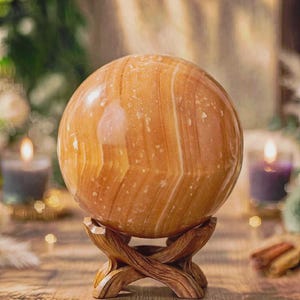 Honey Quartz Sphere: Natural Crystal Healing Stone, 55mm
