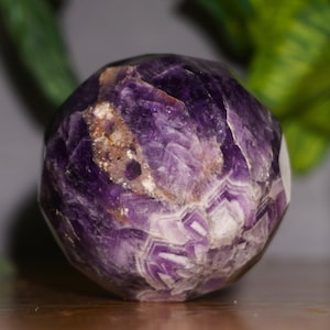 Purple Amethyst Diamond Cut Sphere: Healing Crystal Paperweight (60MM)
