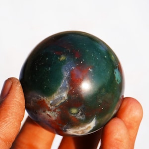 Green Bloodstone Sphere (55MM): African Metaphysical Crystal Gift