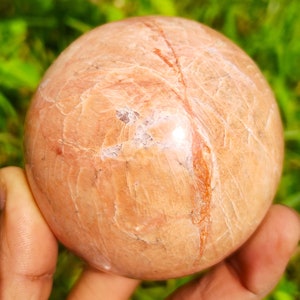 Pink Rosophia Crystal Sphere: Peach Moonstone Ball (55-60mm)