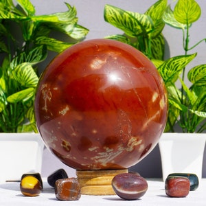 Red Jasper Sphere Beautiful | Large - 130MM | Natural Red Jasper Crystal Metaphysical Aura Spirit Chakra Energy Healing Power Sphere Ball