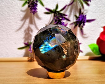 Esfera de labradorita verde Hermoso regalo / Grande ~ 55MM / Minerales de piedra de labradorita verde de la curación, BOLA DE ESFERA facetada de cristal