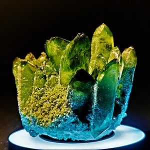 Large Green Ghost Phantom Quartz Cluster: Healing Crystal Meditation Stone