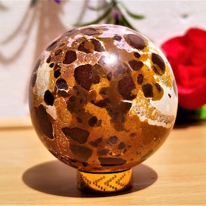 Leopard Skin Jasper Sphere: Natural Faceted Crystal Ball (55 MM)