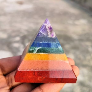 7 Chakra Crystal Pyramid: Natural Healing Meditation Stone (50MM)