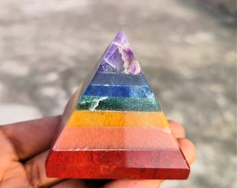 7 Chakra Crystal Pyramid: Natural Healing Meditation Stone (50MM)