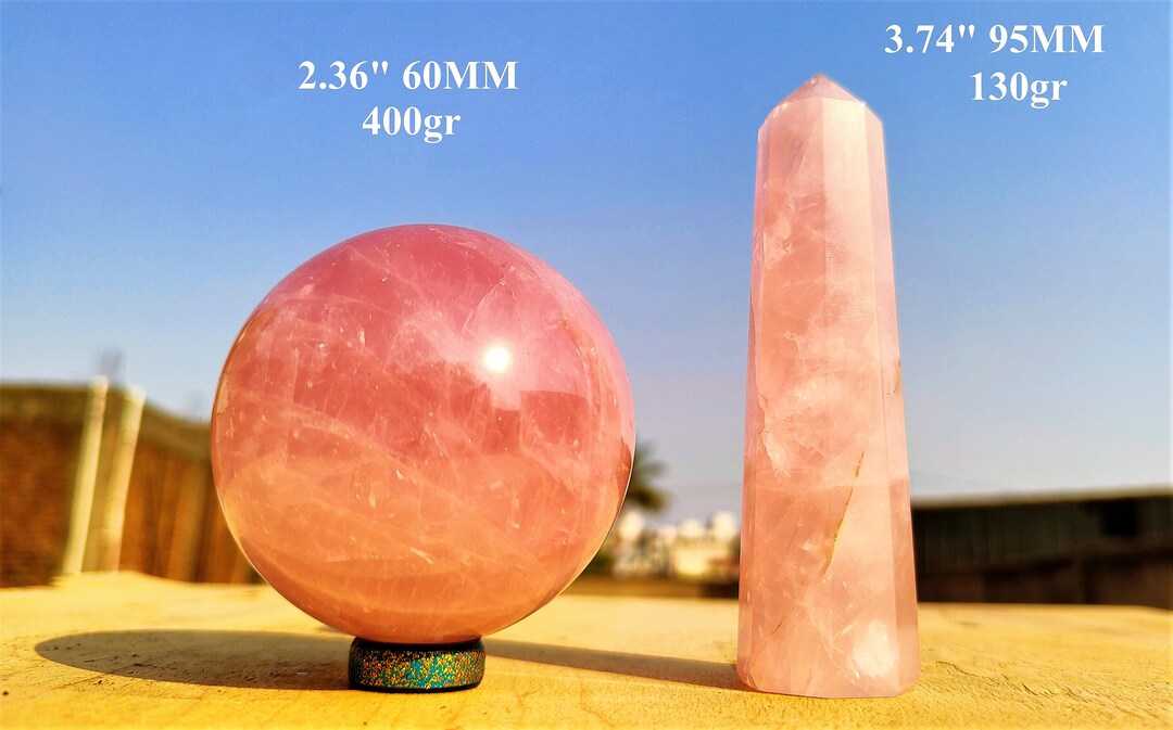 ROSE QUARTZ Sphere60mm With Obelisk 95mm Free Gift Healing Crystal , Metaphysical Stone Sphere